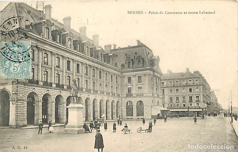 Cartoline: France - 35 - Rennes - Palais du Commerce et statue Lebastard - Anim&eacute;e - CPA - Voir Scans Recto-Vers