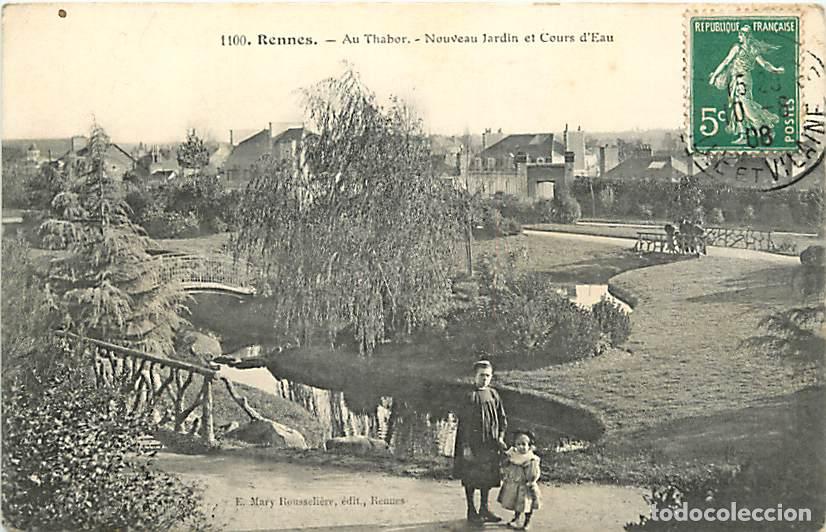 Cartoline: France - 35 - Rennes - Au Thabor - Nouveau Jardin et Cours d'Eau - Anim&eacute;e - Oblit&eacute;ration ronde de 19
