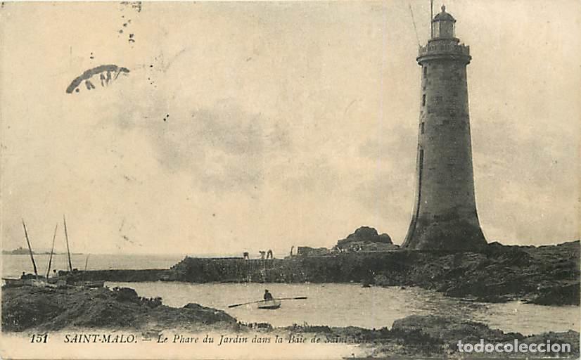 Postais: France - 35 - Saint Malo - Le Phare du Jardin dans la Baie de Saint-Malo - Oblit&eacute;ration ronde de 191