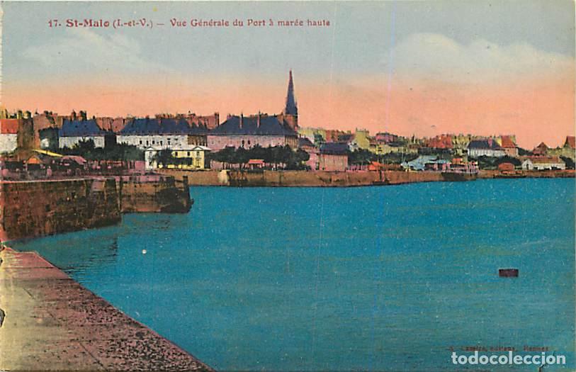 Postales: France - 35 - Saint Malo - Vue G&eacute;n&eacute;rale du port &agrave; mar&eacute;e haute - Coloris&eacute;e - Carte Neuve - CPA - Voir