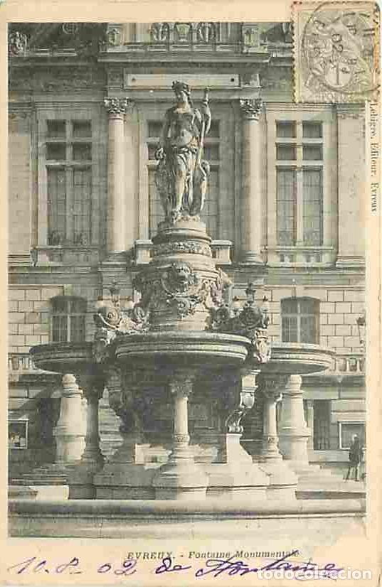 Cartes Postales: France - 27 - Evreux - Fontaine Monumentale - Anim&eacute;e - Pr&eacute;curseur - Oblit&eacute;ration ronde de 1902 - CPA