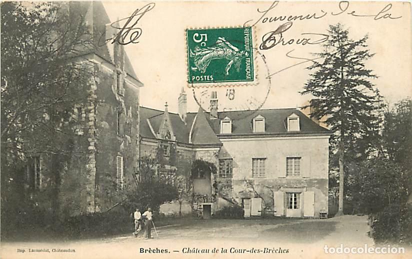 Cartes Postales: France - 37 - Br&egrave;ches - Ch&acirc;teau de la Cour des Br&egrave;ches - Anim&eacute;e - Pr&eacute;curseur - Oblit&eacute;ration ronde de