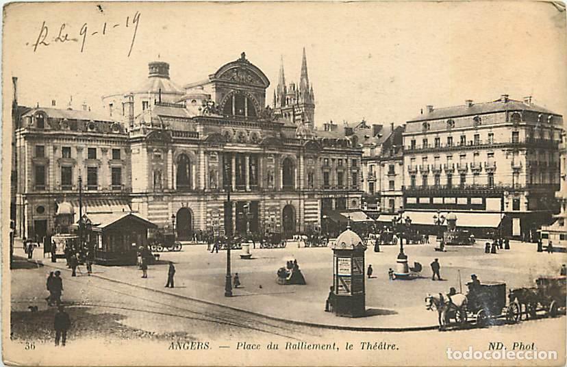 Postcards: France - 49 - Angers - Place du Ralliement, le Th&eacute;&acirc;tre - Anim&eacute;e - Correspondance - Voyag&eacute;e en 1919 -
