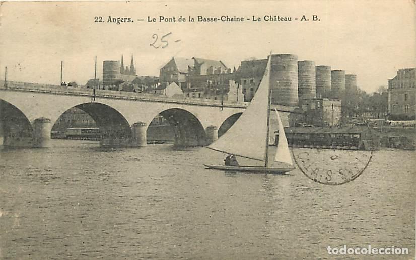 Postcards: France - 49 - Angers - Le Pont de la Baase-Chaine - Le Ch&acirc;teau - Oblit&eacute;ration ronde de 1924 - CPA -
