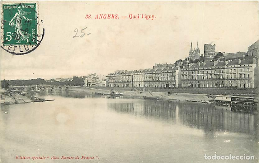 Postales: France - 49 - Angers - Quai Ligny - Oblit&eacute;ration ronde de 1908 - CPA - Voir Scans Recto-Verso