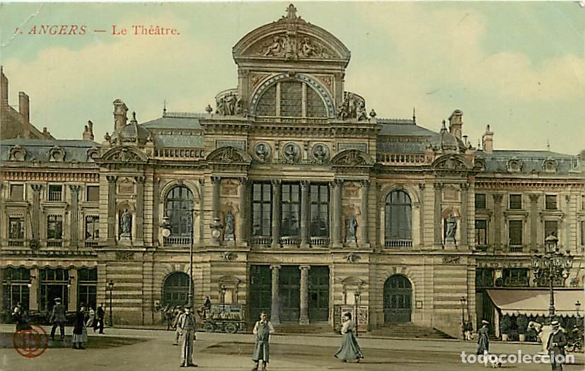 Cartoline: France - 49 - Angers - Le Th&eacute;atre - Anim&eacute;e - Coloris&eacute;e - Etat pli visible - CPA - Voir Scans Recto-V