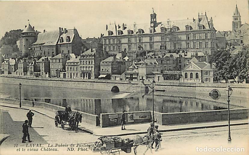 Postales: France - 53 - Laval - Le Palais de Justice et le vieux Ch&acirc;teau - Anim&eacute;e - Cal&egrave;ches - Correspondance