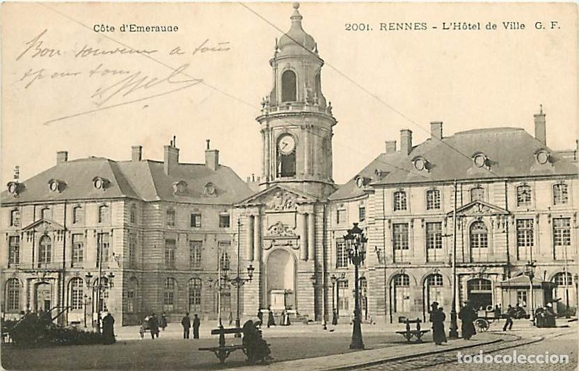 Postais: France - 35 - Rennes - L'Hotel de Ville - Anim&eacute;e - Pr&eacute;curseur - Oblit&eacute;ration ronde de 1904 - CPA - V
