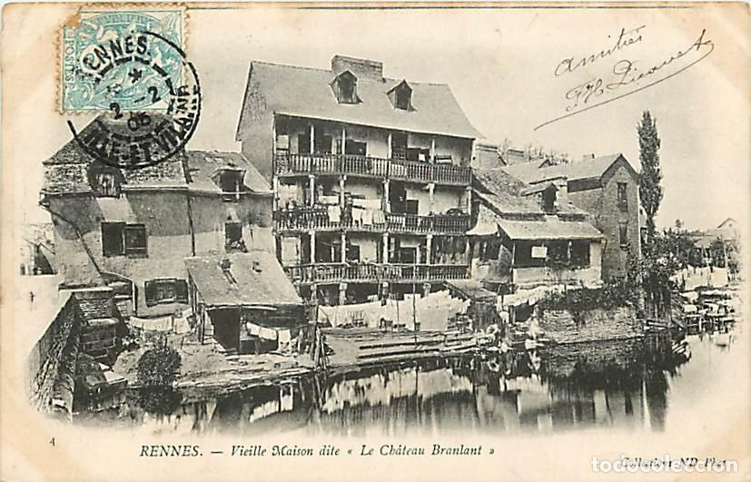 Postais: France - 35 - Rennes - Vieille Maison dite Le Ch&acirc;teau branlant - Pr&eacute;curseur - Oblit&eacute;ration ronde de