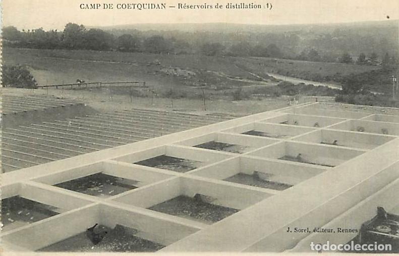 Postais: France - 56 - Camp de Coetquidan - R&eacute;servoirs de distillation - Oblit&eacute;ration ronde de 1915 - CPA - V