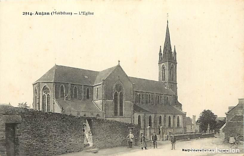 Postales: France - 56 - Augan - L'Eglise - Anim&eacute;e - Correspondance - Voyag&eacute;e en 1922 - CPA - Voir Scans Recto-