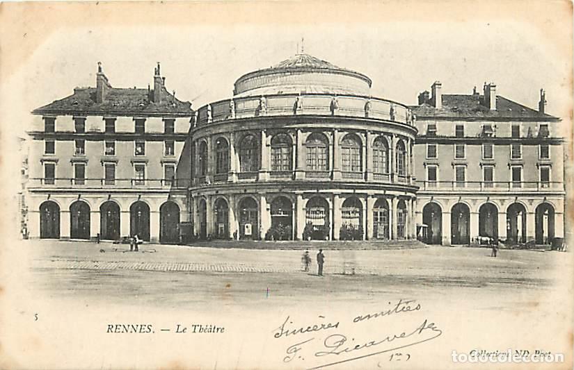 Postales: France - 35 - Rennes - Le Th&eacute;&acirc;tre - Anim&eacute;e - Pr&eacute;curseur - Oblit&eacute;ration ronde de 1904 - CPA - Voir Sc