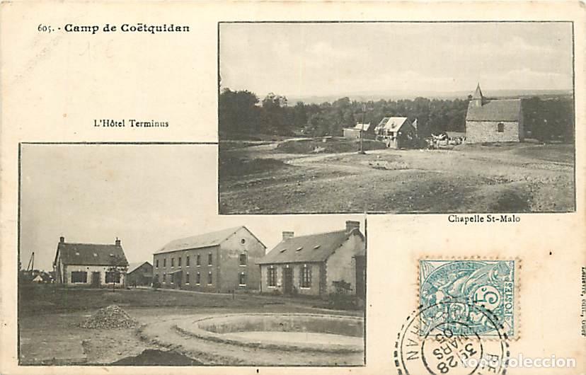 Postales: France - 56 - Camp de Coetquidan - Multivues - L'Hotel Terminus - Chapelle Saint Malo - Oblit&eacute;ration