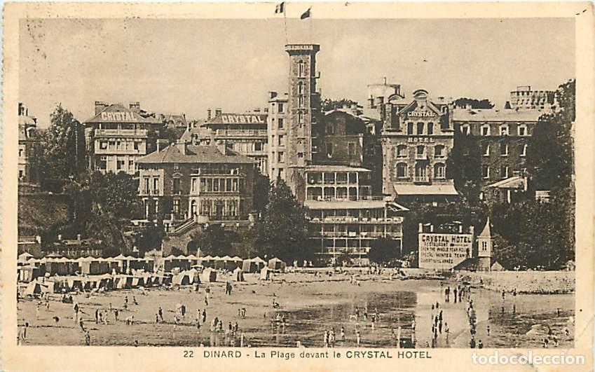 Postkarten: France - 35 - Dinard - La Plage devant le Crystal Hotel - Sc&egrave;nes de Plage - Oblit&eacute;ration ronde de 19
