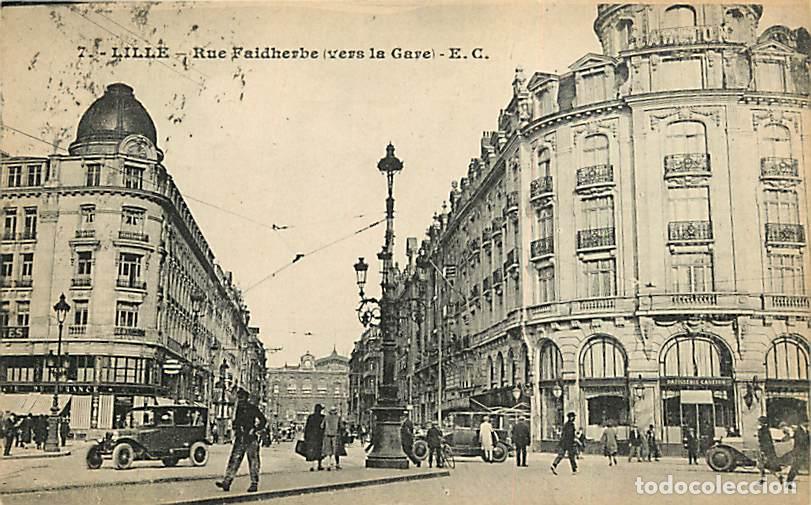 Cartoline: France - 59 - Lille - Rue Faidherbe ( vers la Gare ) - Anim&eacute;e - Automobiles - Oblit&eacute;ration ronde de