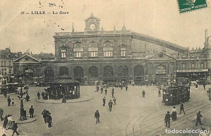 Cartoline: France - 59 - Lille - La Gare - Anim&eacute;e - Tramway - Oblit&eacute;ration ronde de 1907 - CPA - Voir Scans Rec