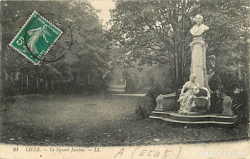Cartoline: France - 59 - Lille - Le Square Jussieu - Oblit&eacute;ration ronde de 1917 - Etat l&eacute;ger pli visible et car
