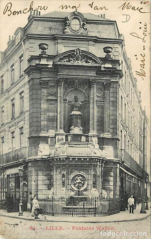 Postais: France - 59 - Lille - Fontaine Wallon - Anim&eacute;e - Correspondance - Oblit&eacute;ration ronde de 1905 - CPA -