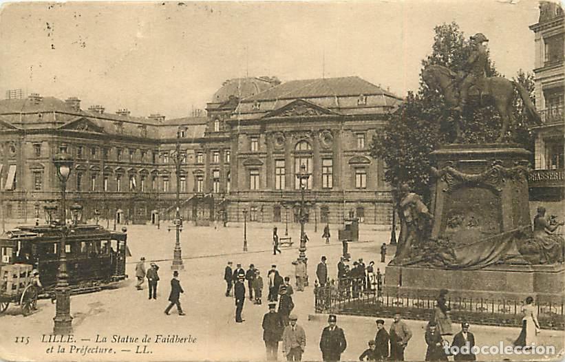 Postais: France - 59 - Lille - La Statue de Faidherbe et la Pr&eacute;fecture - Anim&eacute;e - Tramway - Correspondance -