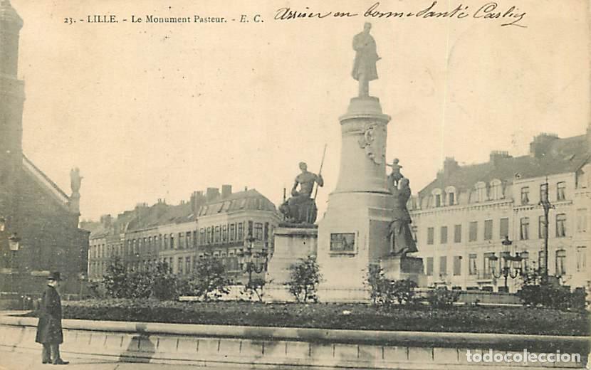 Postais: France - 59 - Lille - Le Monument Pasteur - Anim&eacute;e - Pr&eacute;curseur - Oblit&eacute;ration ronde de 1903 - CPA -