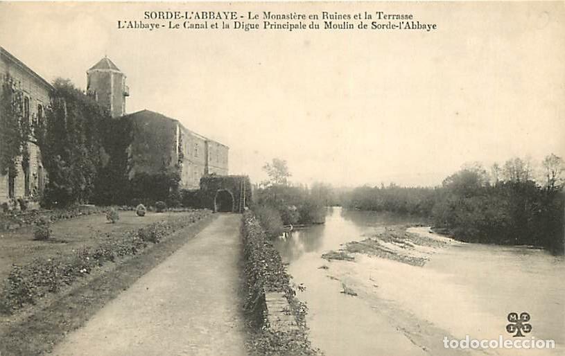 Cartoline: France - 40 - Sorde L'Abbaye - Le Monast&egrave;re en Ruines et la Terrasse - L'Abbaye - Le Canal et la Dig