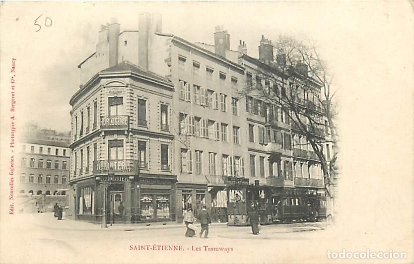 Cartoline: France - 42 - Saint Etienne - Les Tramways - Anim&eacute;e - Pr&eacute;curseur - Oblit&eacute;ration ronde de 1902 - CPA