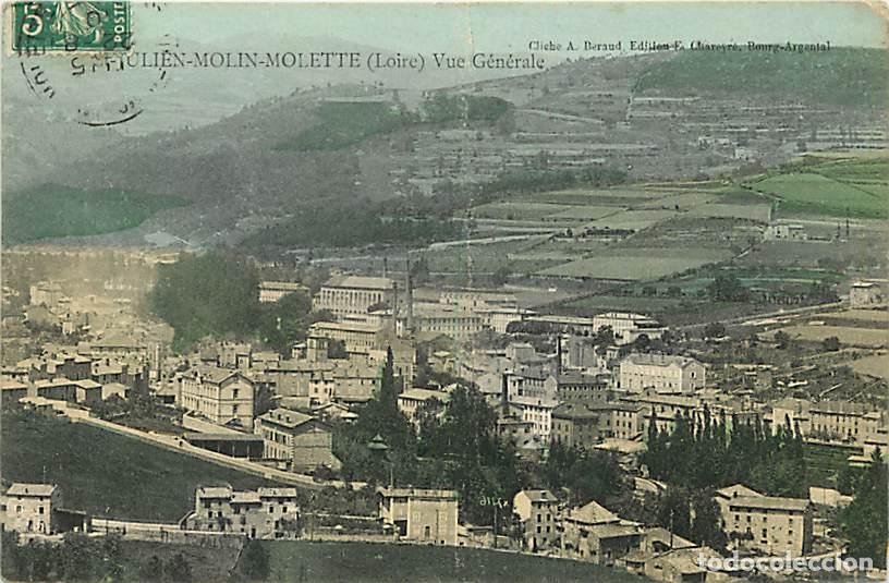 Cartoline: France - 42 - Saint Julien Molette - Vue G&eacute;n&eacute;rale - Coloris&eacute;e - Oblit&eacute;ration ronde de 1910 - CPA - V
