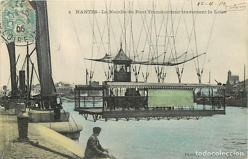 Postkarten: France - 44 - Nantes - La nacelle du pont transbordeur traversant la Loire - Anim&eacute;e - Coloris&eacute;e - Ob
