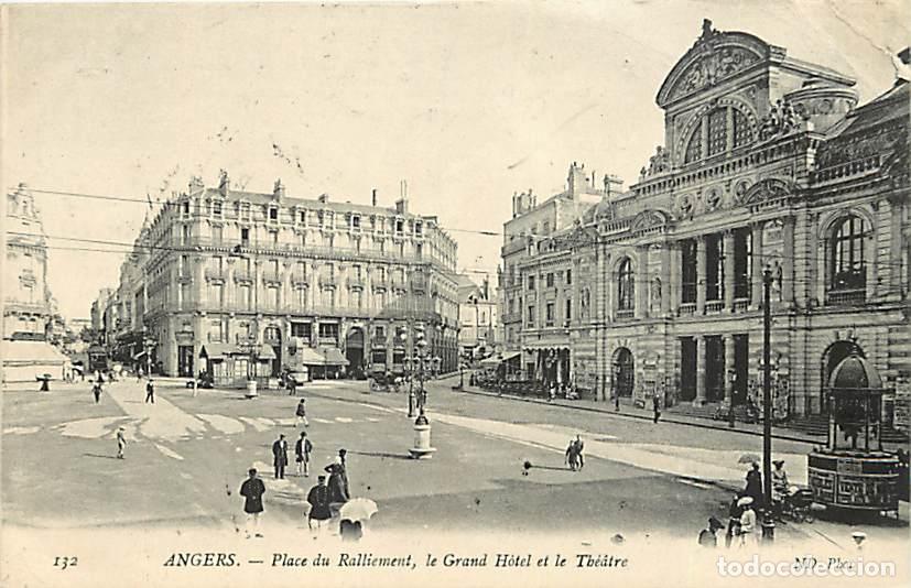 Postkarten: France - 49 - Angers - Place du Ralliement, le Grand H&ocirc;tel et le Th&eacute;&acirc;tre - Anim&eacute;e - Oblit&eacute;ration ron