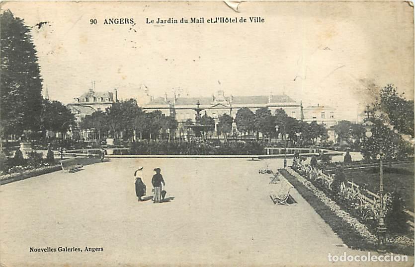 Postkarten: France - 49 - Angers - Le Jardin du Mail et l'H&ocirc;tel de Ville - Anim&eacute;e - Etat carte arrach&eacute;e sur 2 mm