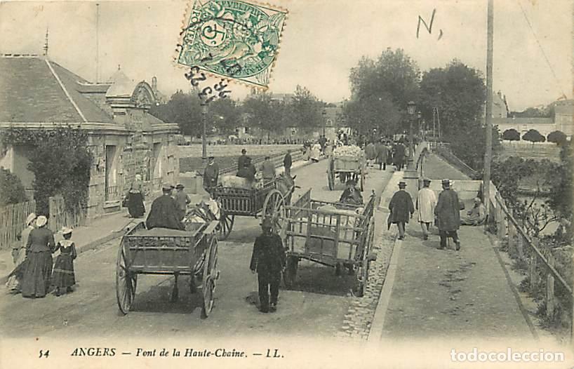 Postkarten: France - 49 - Angers - Pont de la Haute-Chaine - Anim&eacute;e - Oblit&eacute;ration ronde de 1907 - CPA - Voir Sc