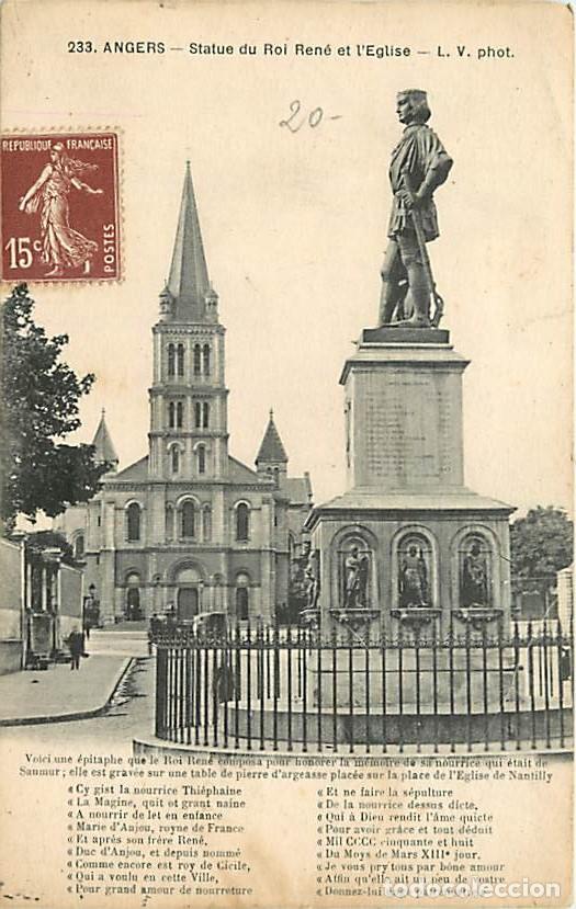 Postkarten: France - 49 - Angers - Statue du Roi Ren&eacute; et l'Eglise - CPA - Voir Scans Recto-Verso
