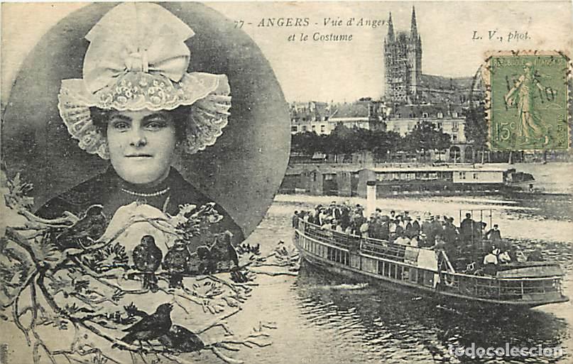 Postkarten: France - 49 - Angers - Vue d'Angers et le Costume - Anim&eacute;e - Folklore - Oblit&eacute;ration ronde de 1920 -