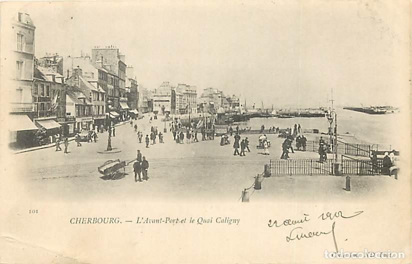 Postkarten: France - 50 - Cherbourg - L'Avant-Port-et le Quai Caligny - Anim&eacute;e - Pr&eacute;curseur - Oblit&eacute;ration ronde