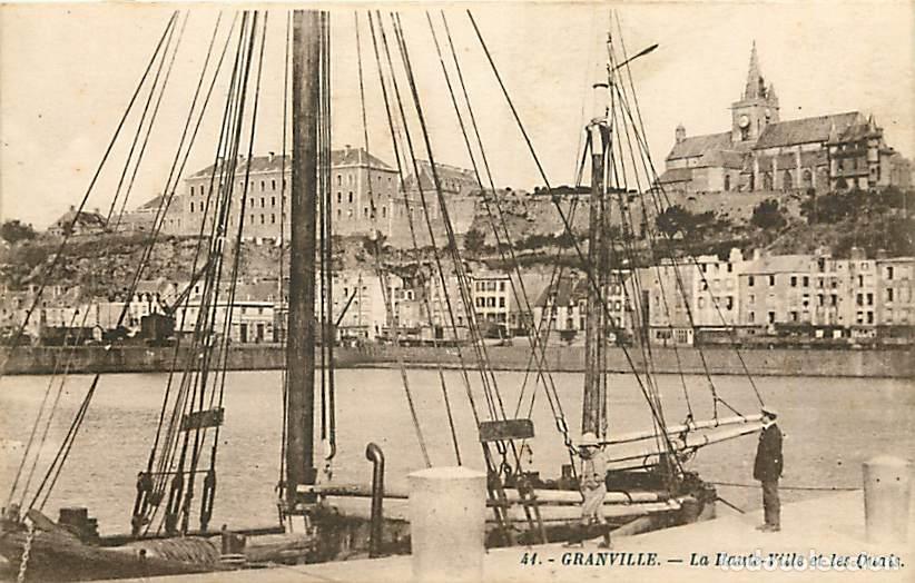 Postkarten: France - 50 - Granville - La Haute-Ville et les Quais - Anim&eacute;e - Bateaux - Voilier - CPA - Voir Scan