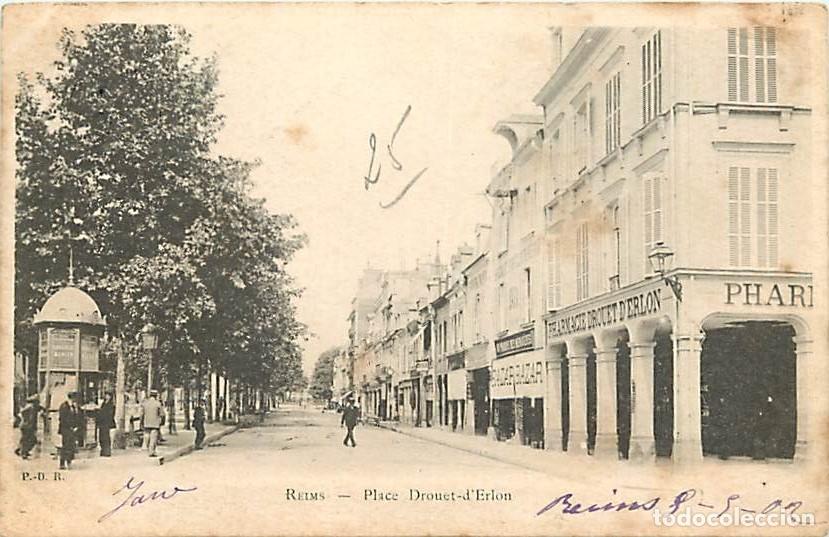 Postkarten: France - 51 - Reims - La Place Drouet d'Erlon - Anim&eacute;e - Pr&eacute;curseur - Oblit&eacute;ration ronde de 1902 - C