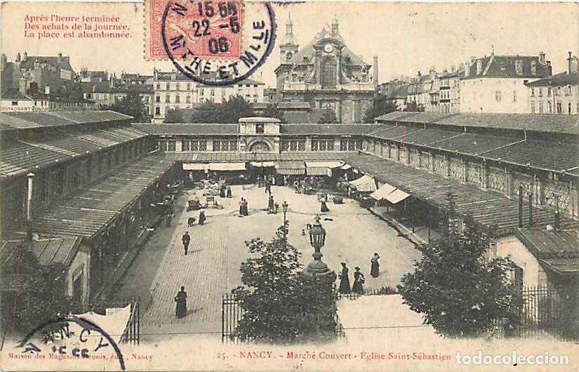 Postais: France - 54 - Nancy - March&eacute; Couvert - Eglise Saint-S&eacute;bastien - Correspondance - Oblit&eacute;ration ronde