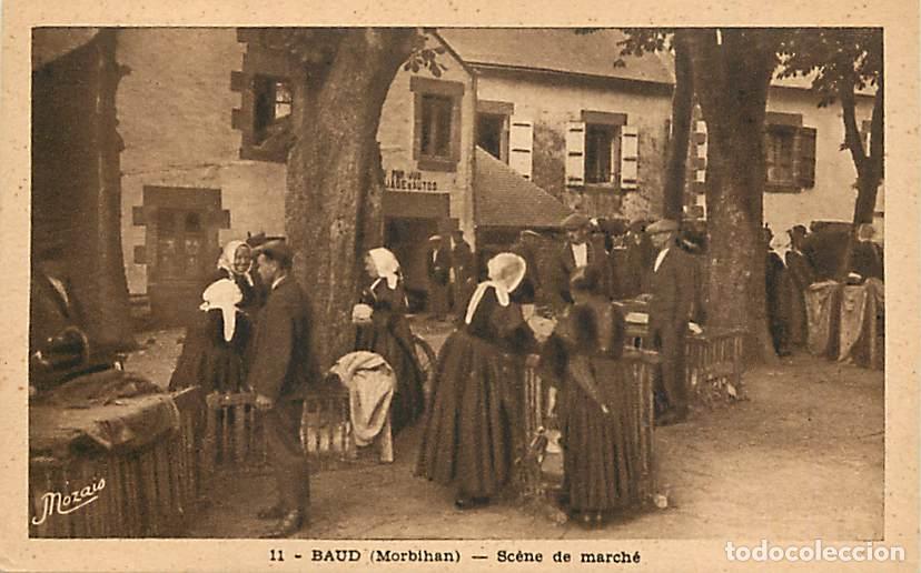 Postais: France - 56 - Baud - Sc&egrave;ne de March&eacute; - Anim&eacute;e - Correspondance - Oblit&eacute;ration ronde de 1956 - CPA -