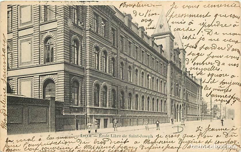 Postkarten: France - 59 - Lille - Ecole libre de Saint Joseph - Anim&eacute;e - Pr&eacute;curseur - Oblit&eacute;ration ronde de 1903