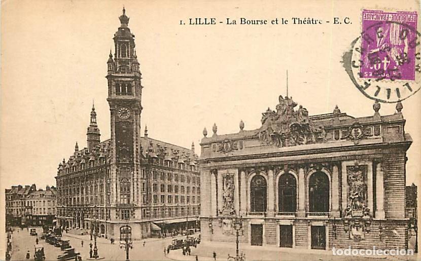 Postkarten: France - 59 - Lille - La Bourse et le Th&eacute;&acirc;tre - Automobiles - Oblit&eacute;ration ronde de 1936 - CPA - Voi