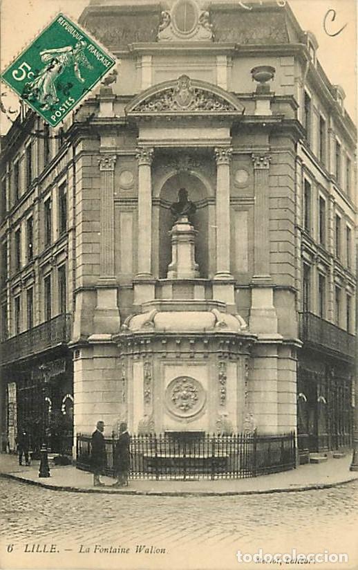 Cartes Postales: France - 59 - Lille - Fontaine Wallon - Anim&eacute;e - Oblit&eacute;ration ronde de 1913 - CPA - Voir Scans Recto