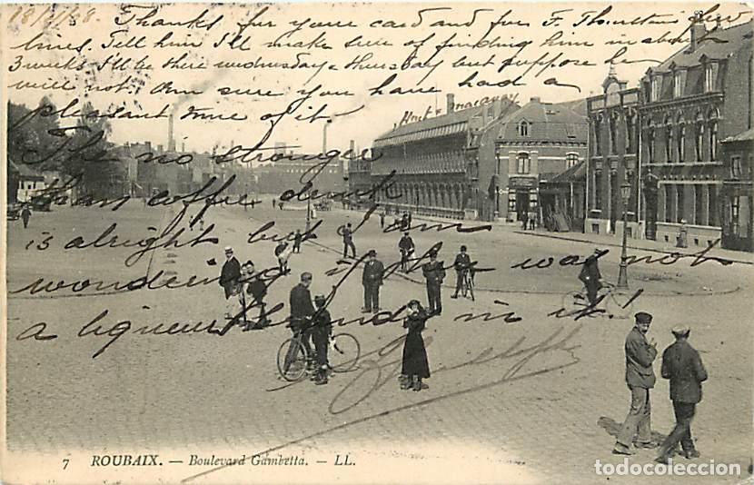 Cartes Postales: France - 59 - Roubaix - Boulevard Gambetta - Anim&eacute;e - Correspondance - Oblit&eacute;ration ronde de 1908 -