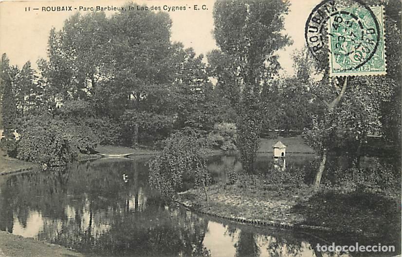 Cartes Postales: France - 59 - Roubaix - Le Parc Barbieux - Lac des Cygnes - Oblit&eacute;ration ronde de 1907 - CPA - Voir