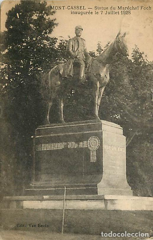 Postkarten: France - 59 - Mont Cassel - Statue &eacute;questre du Mar&eacute;chal Foch - Oblit&eacute;ration ronde de 1928 - Etat cou