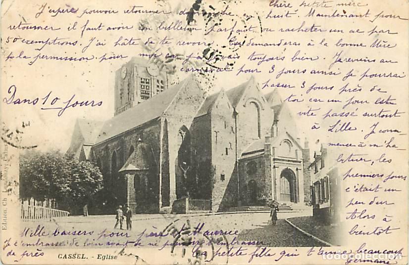Postkarten: France - 59 - Cassel - Eglise - Anim&eacute;e - Pr&eacute;curseur - Oblit&eacute;ration ronde de 1904 - CPA - Voir Scans
