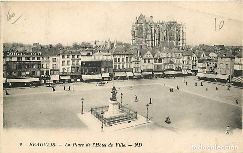 Postkarten: France - 60 - Beauvais - La Place de l'h&ocirc;tel de Ville - Oblit&eacute;ration ronde de 1929 - CPA - Voir Scan