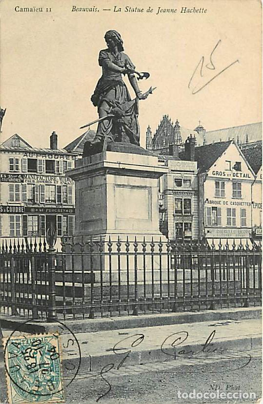 Postkarten: France - 60 - Beauvais - La statue de Jeanne Hachette - Oblit&eacute;ration ronde de 1904 - CPA - Voir Scan