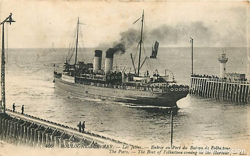 Cartes Postales: France - 62 - Boulogne sur Mer - Les Jet&eacute;es - Entr&eacute;e au Port du Bateau de Folkestone - Anim&eacute;e - Corr