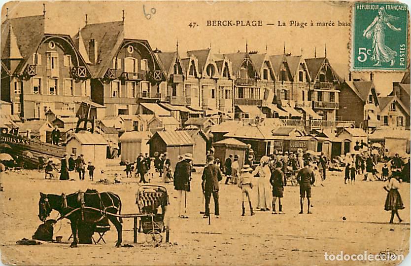 Cartes Postales: France - 62 - Berck sur Mer - La Plage &agrave; Mar&eacute;e Basse - Anim&eacute;e - Oblit&eacute;ration ronde de 1911 - Anes -