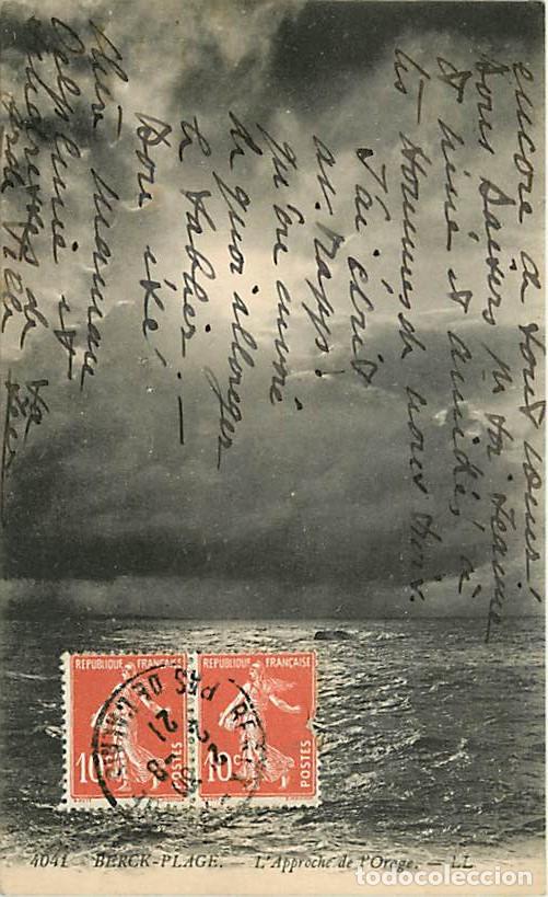 Postkarten: France - 62 - Berck sur Mer - L'approche de l'orage - Correspondance - Oblit&eacute;ration ronde de 1921 -